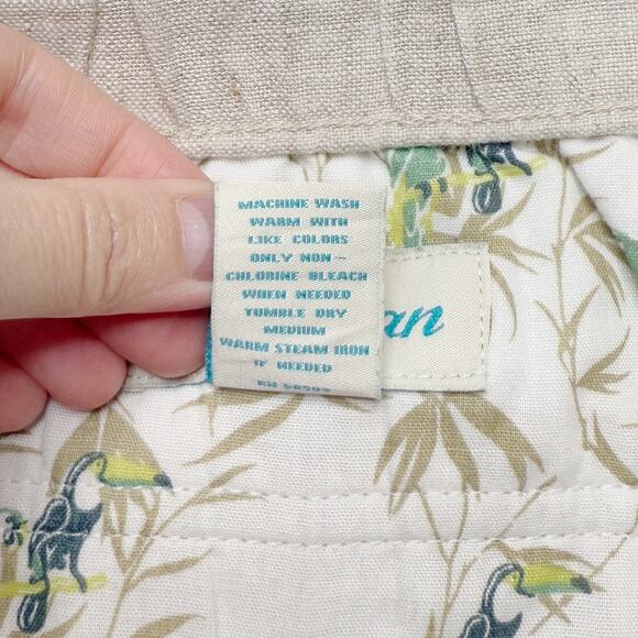 CARIBBEAN 100% Linen Relaxed Fit Pants Drawstring Natural Flax Beige Mens 36x32 - Picture 9 of 9